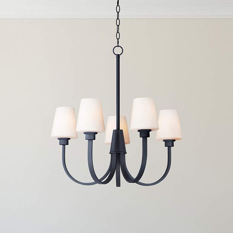 Image 1 Maxim Shelter 27" Wide Black 5-Light Chandelier
