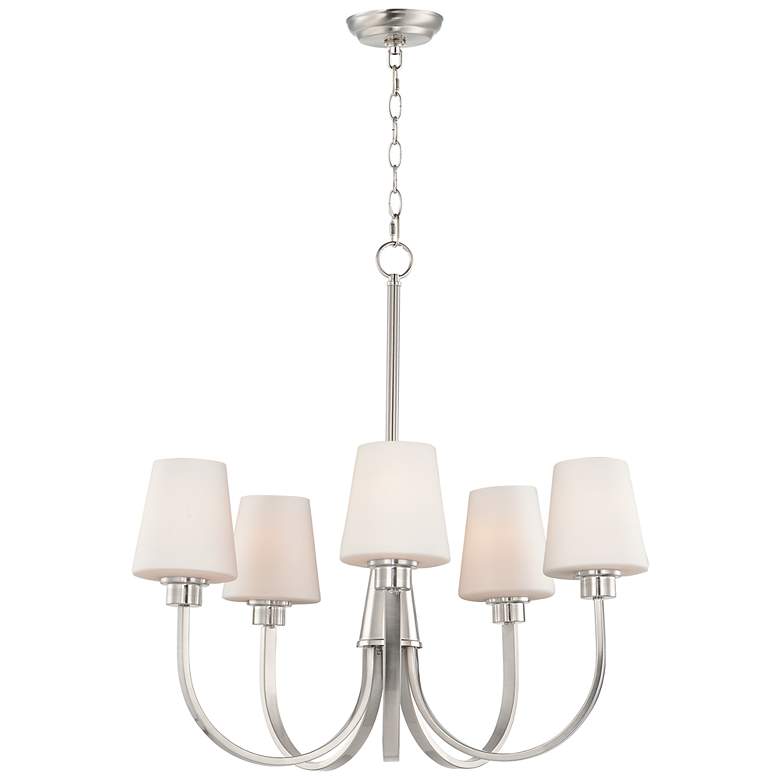 Image 2 Maxim Shelter 27" Wide Satin Nickel 5-Light Chandelier