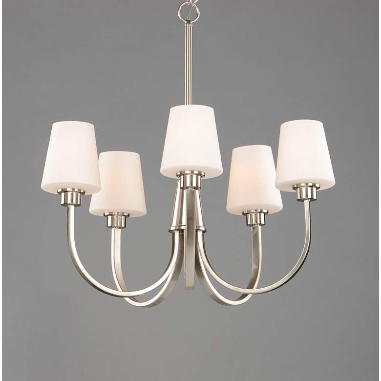 Image 1 Maxim Shelter 27" Wide Satin Nickel 5-Light Chandelier