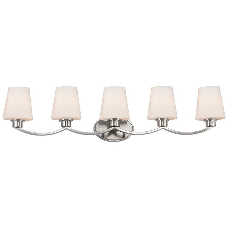 Image 1 Maxim Shelter 37 1/2 inch Wide Satin Nickel 5-Light Bath Light