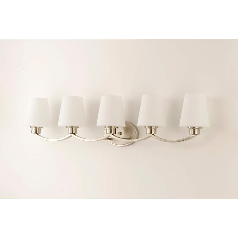 Image 1 Maxim Shelter 37 1/2" Wide Satin Nickel 5-Light Bath Light