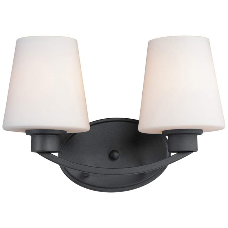 Image 1 Maxim Shelter 9 1/2 inch High Black 2-Light Wall Sconce