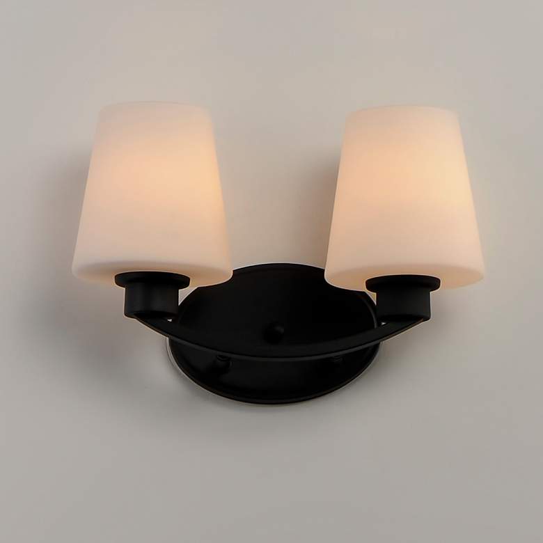 Image 1 Maxim Shelter 9 1/2" High Black 2-Light Wall Sconce