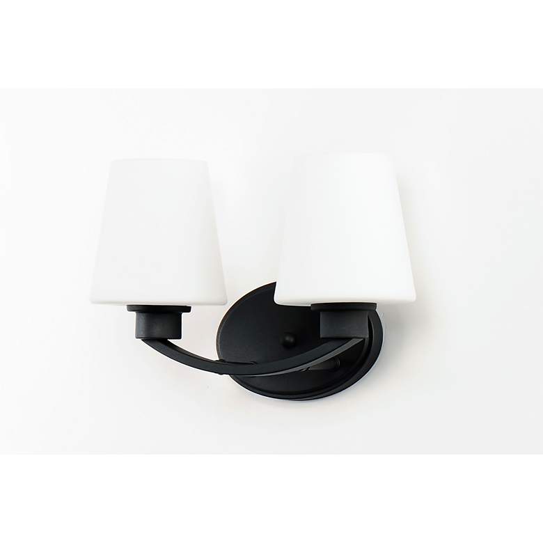 Image 3 Maxim Shelter 9 1/2" High Black 2-Light Wall Sconce more views