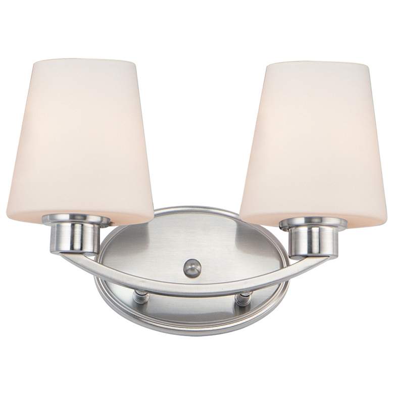 Image 1 Maxim Shelter 9 1/2" High Satin Nickel 2-Light Wall Sconce