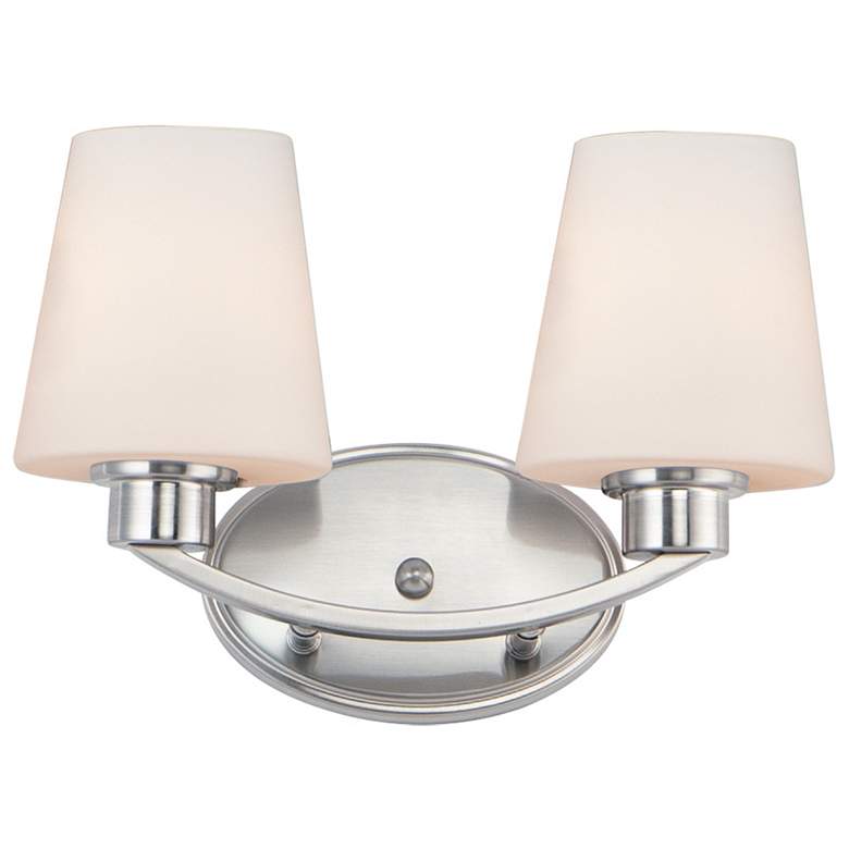 Image 1 Maxim Shelter 9 1/2 inch High Satin Nickel 2-Light Wall Sconce