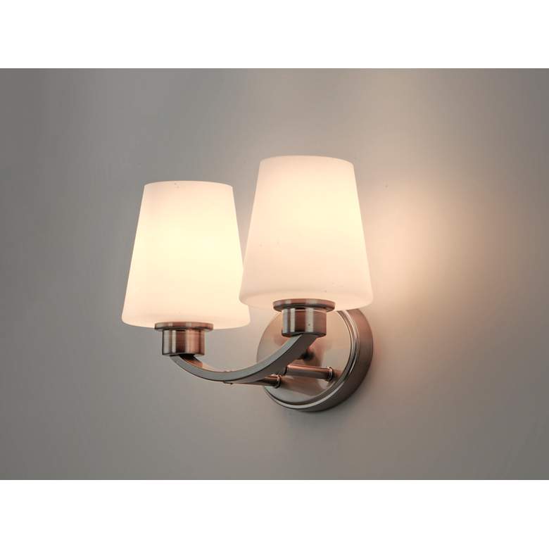 Image 3 Maxim Shelter 9 1/2" High Satin Nickel 2-Light Wall Sconce more views