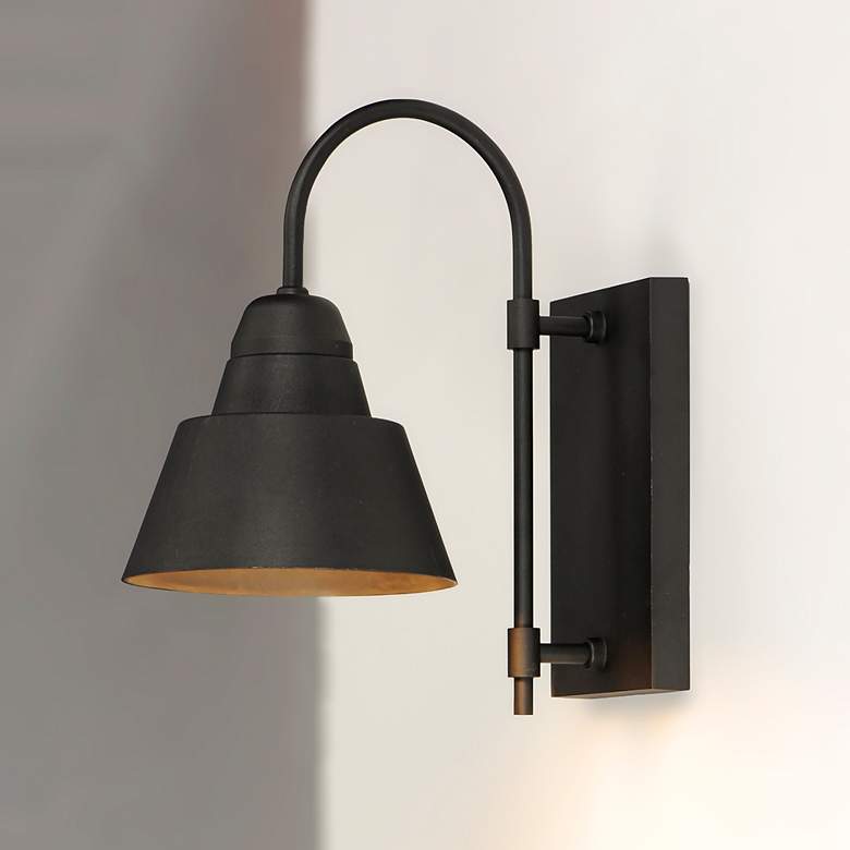 Image 1 Maxim Shoreline 14 1/2" High Black Outdoor Wall Light