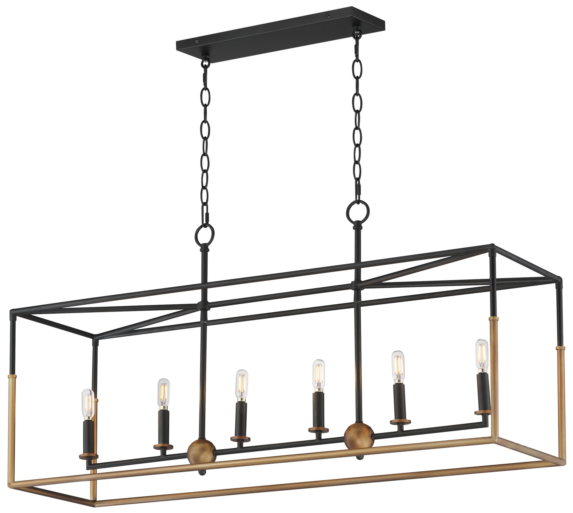 Maxim Soho 42" Black/Weathered Brass 6-Light Linear Pendant