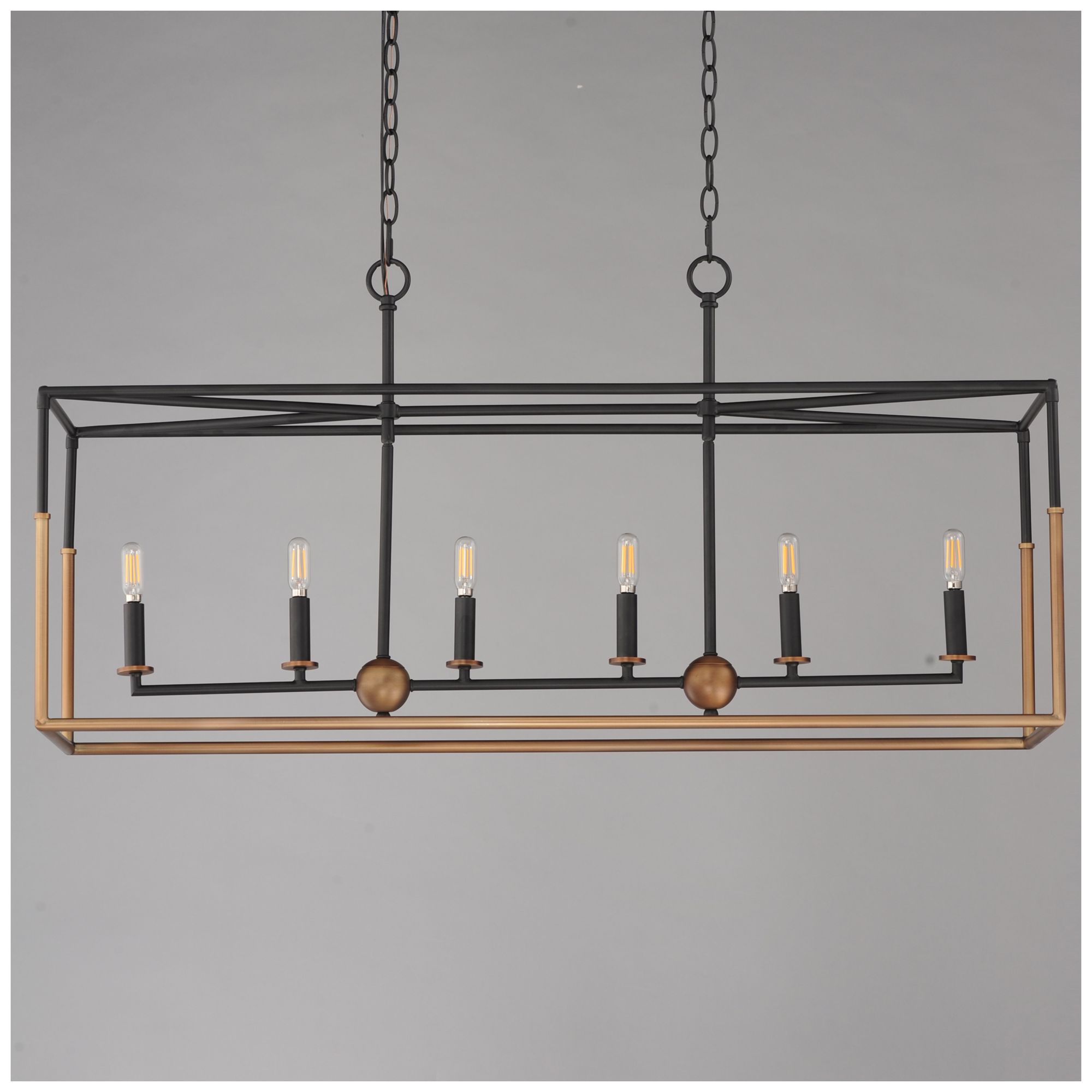 Image 3 Maxim Soho 42" Black/Weathered Brass 6-Light Linear Pendant more views