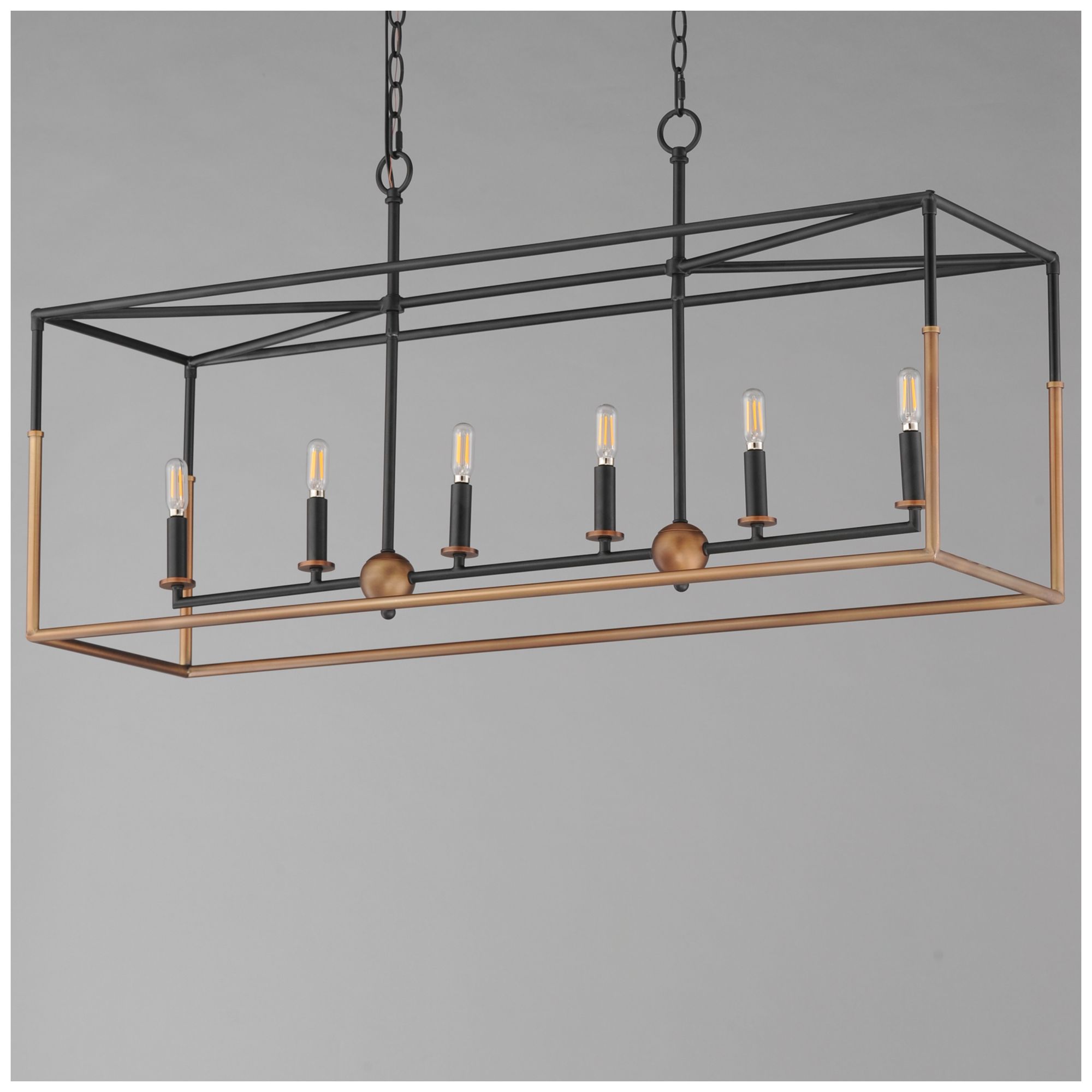 Image 4 Maxim Soho 42" Black/Weathered Brass 6-Light Linear Pendant more views