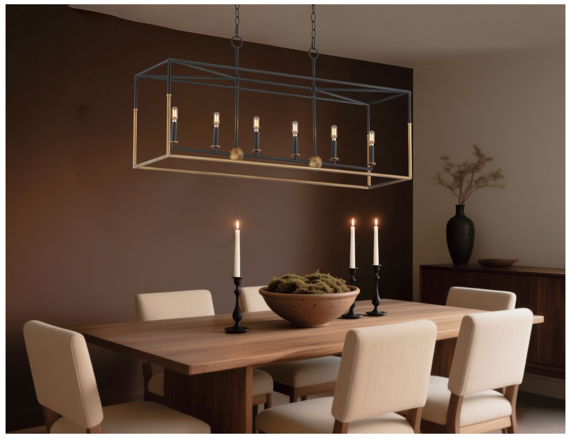 Image 6 Maxim Soho 42" Black/Weathered Brass 6-Light Linear Pendant more views