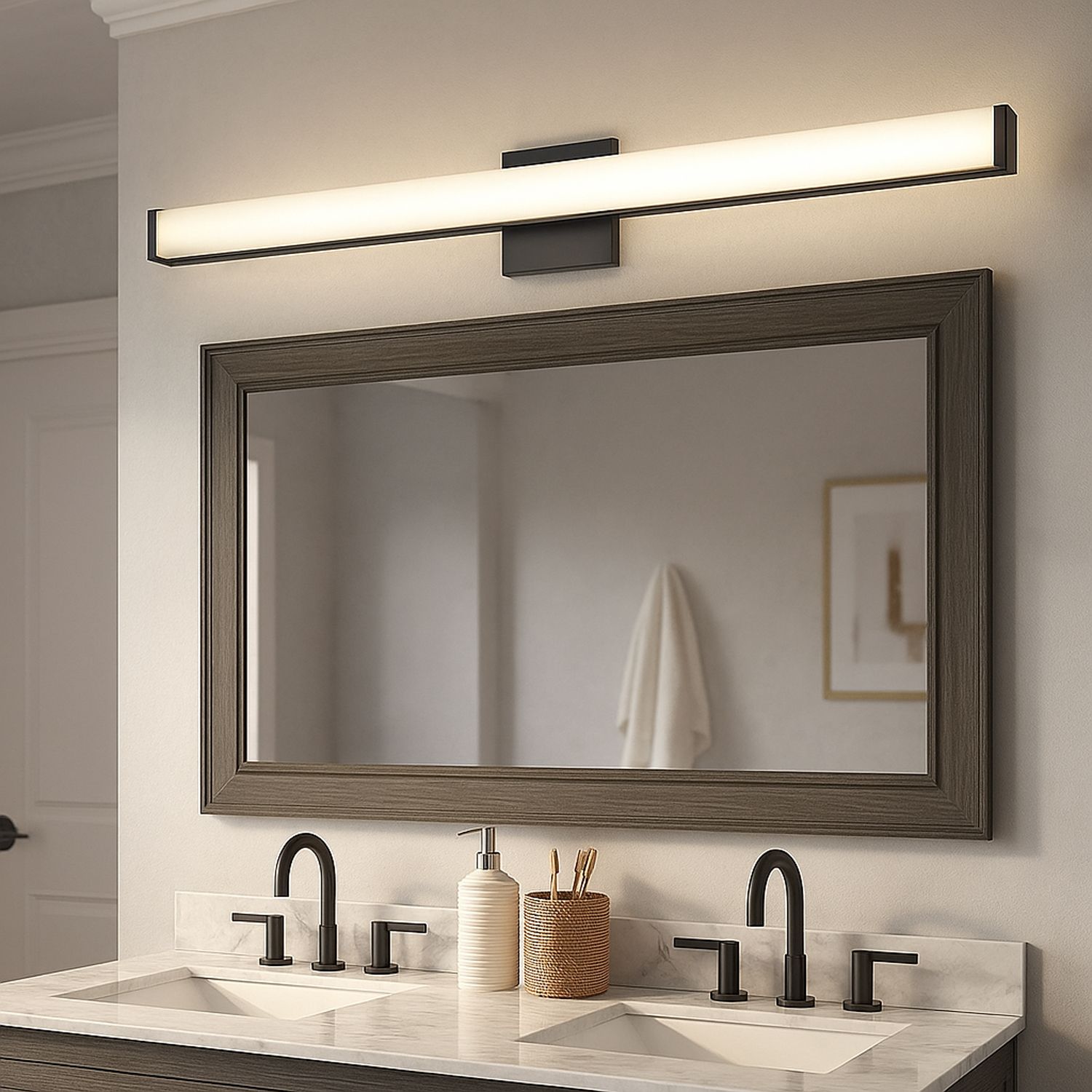 Image 6 Maxim Spec 48" Wide Black Finish Modern LED Vanity Light more views