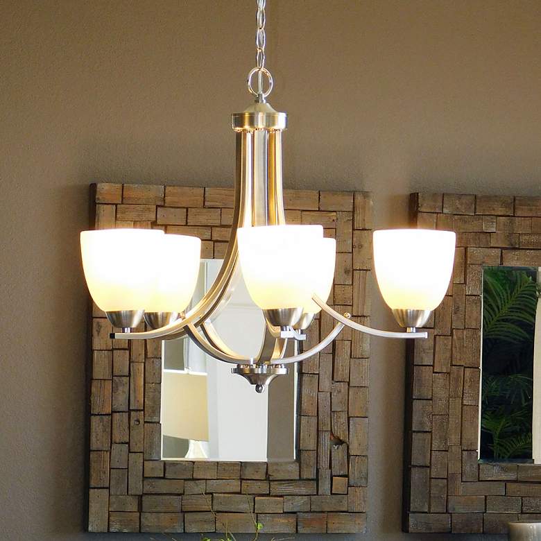 Image 1 Maxim Stefan 25" Wide Satin Nickel 5-Light Chandelier