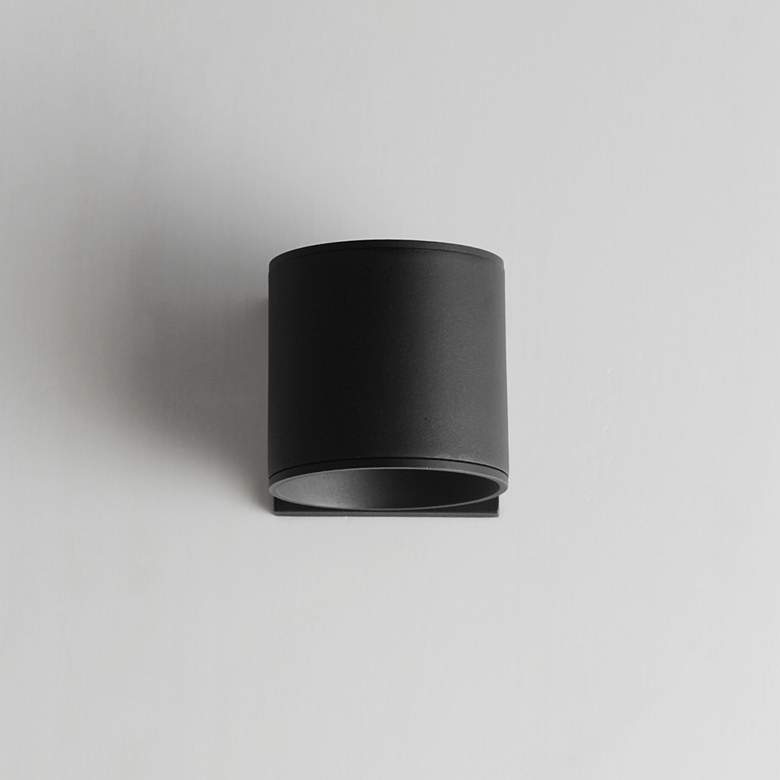 Image 2 Maxim Stout 4 1/2" High Black Round Indoor/Outdoor Wall Sconce more views