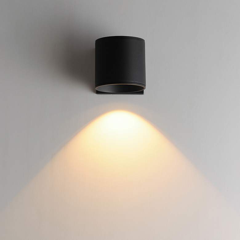 Image 3 Maxim Stout 4 1/2" High Black Round Indoor/Outdoor Wall Sconce more views