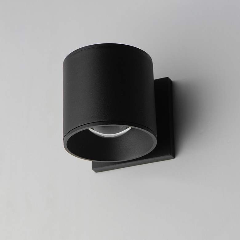 Image 4 Maxim Stout 4 1/2" High Black Round Indoor/Outdoor Wall Sconce more views