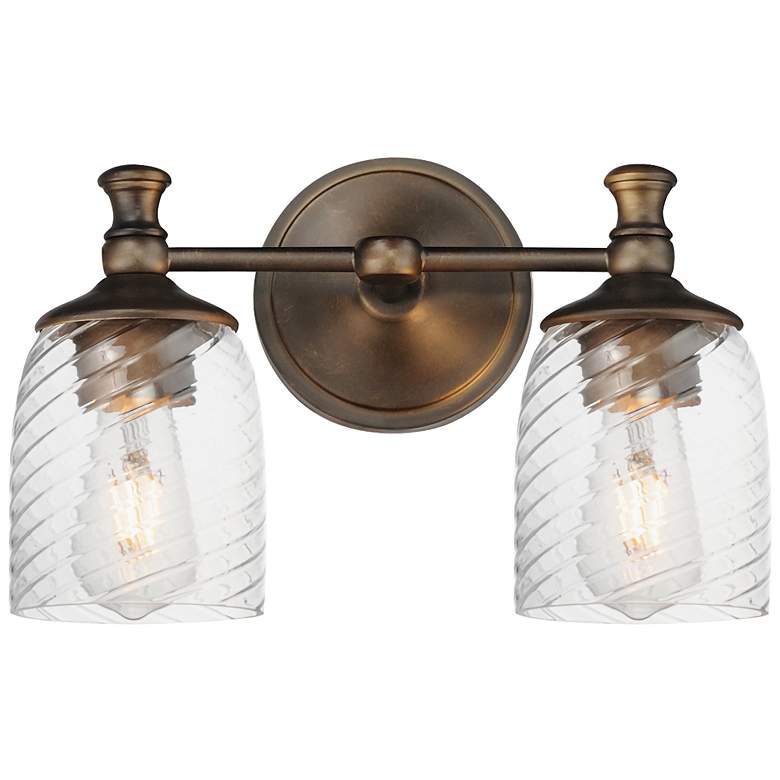 Image 1 Maxim Swirl 14" Wide Antique Bronze 2-Light Wall Sconce