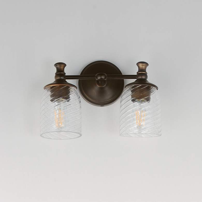 Image 2 Maxim Swirl 14" Wide Antique Bronze 2-Light Wall Sconce more views