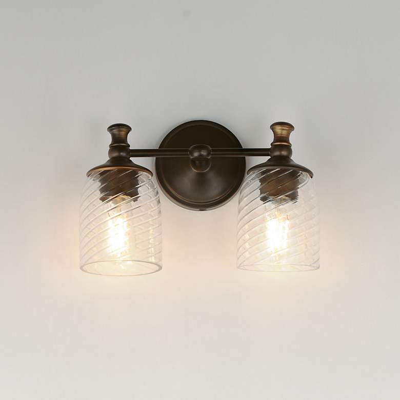 Image 3 Maxim Swirl 14" Wide Antique Bronze 2-Light Wall Sconce more views