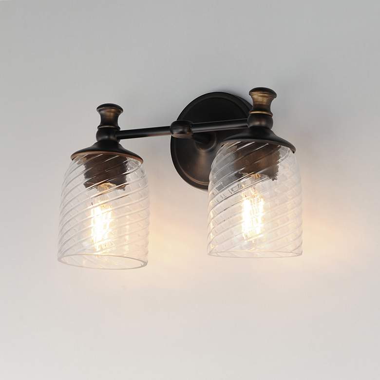 Image 4 Maxim Swirl 14" Wide Antique Bronze 2-Light Wall Sconce more views