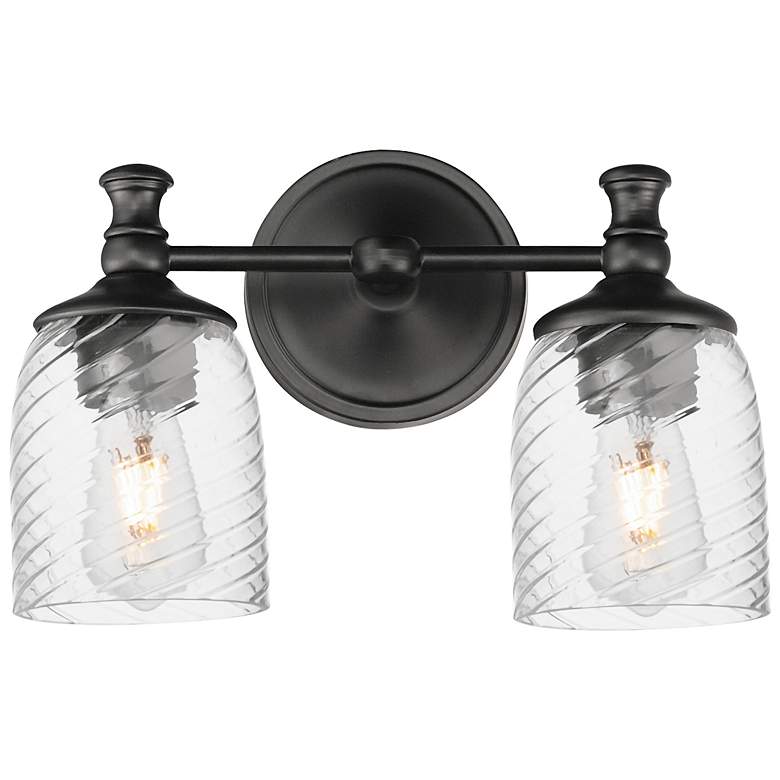 Image 1 Maxim Swirl 14" Wide Black 2-Light Wall Sconce