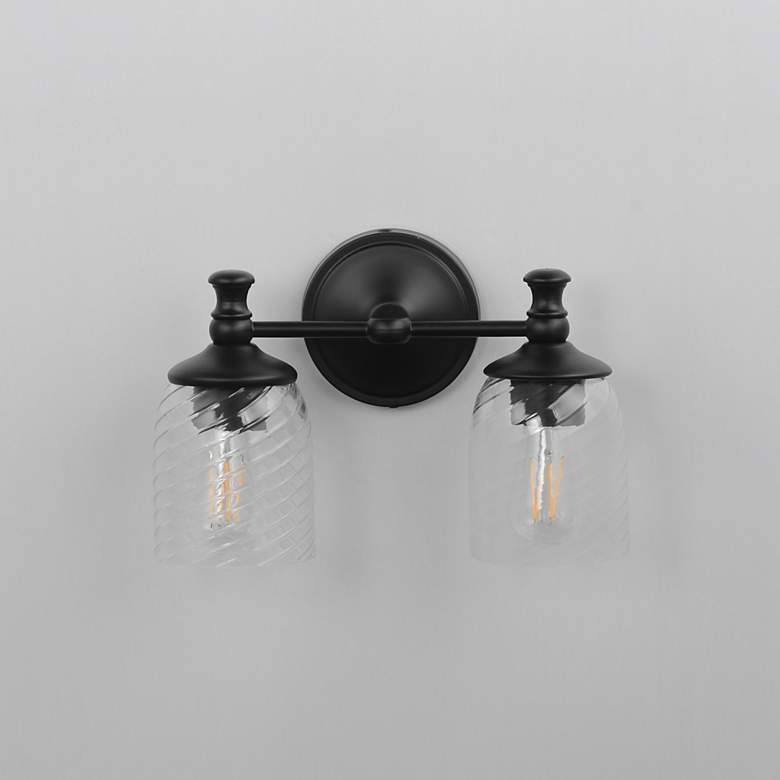 Image 2 Maxim Swirl 14" Wide Black 2-Light Wall Sconce more views