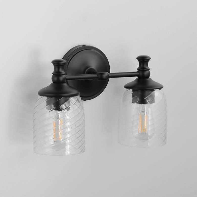 Image 4 Maxim Swirl 14" Wide Black 2-Light Wall Sconce more views