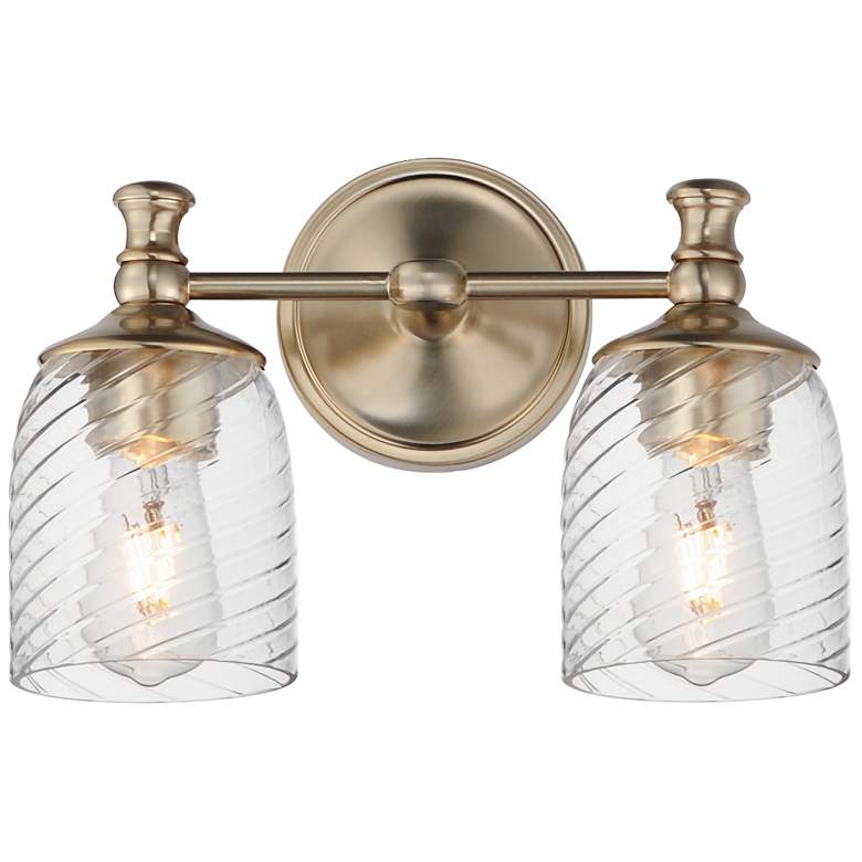 Image 1 Maxim Swirl 14" Wide Satin Champagne 2-Light Wall Sconce