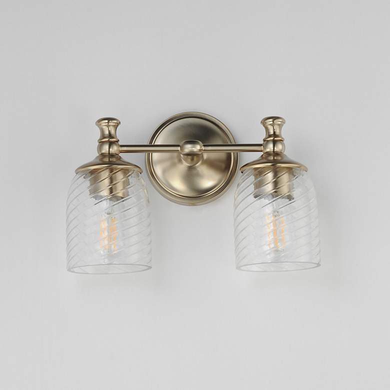 Image 2 Maxim Swirl 14" Wide Satin Champagne 2-Light Wall Sconce more views