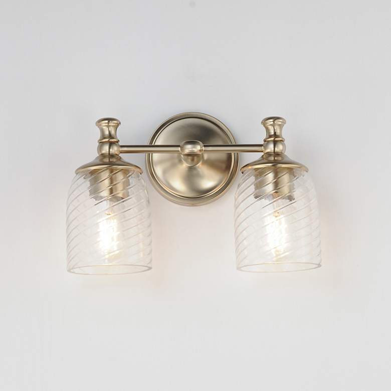 Image 3 Maxim Swirl 14" Wide Satin Champagne 2-Light Wall Sconce more views