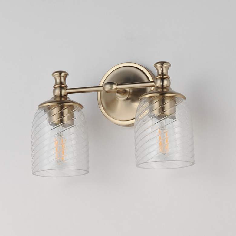 Image 4 Maxim Swirl 14" Wide Satin Champagne 2-Light Wall Sconce more views
