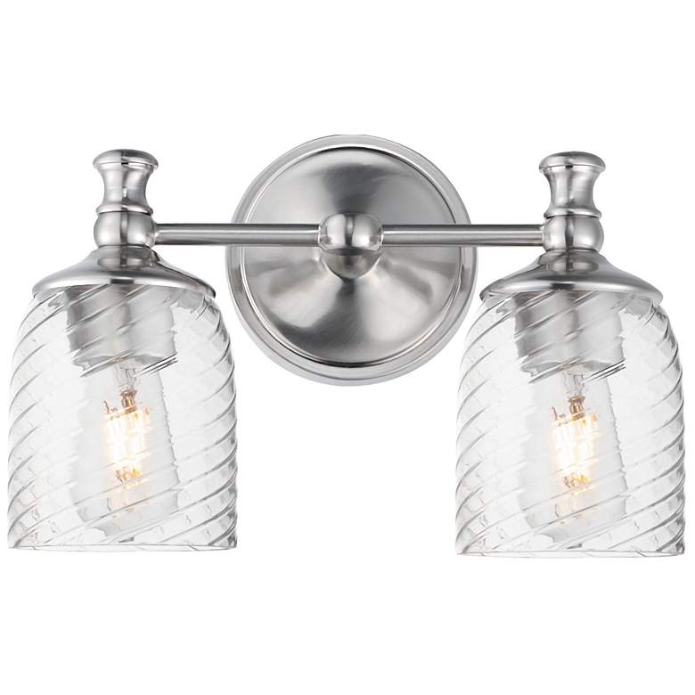 Image 1 Maxim Swirl 14" Wide Satin Nickel 2-Light Wall Sconce