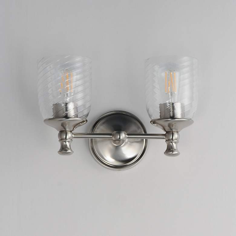 Image 2 Maxim Swirl 14" Wide Satin Nickel 2-Light Wall Sconce more views