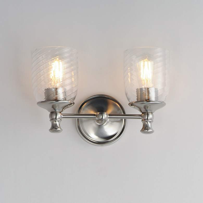 Image 3 Maxim Swirl 14" Wide Satin Nickel 2-Light Wall Sconce more views