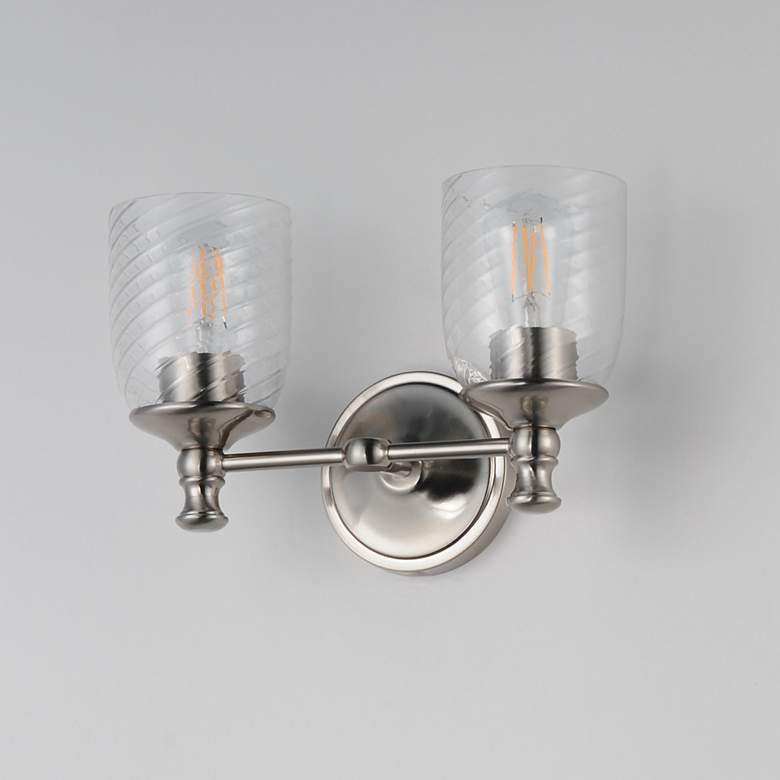 Image 4 Maxim Swirl 14" Wide Satin Nickel 2-Light Wall Sconce more views