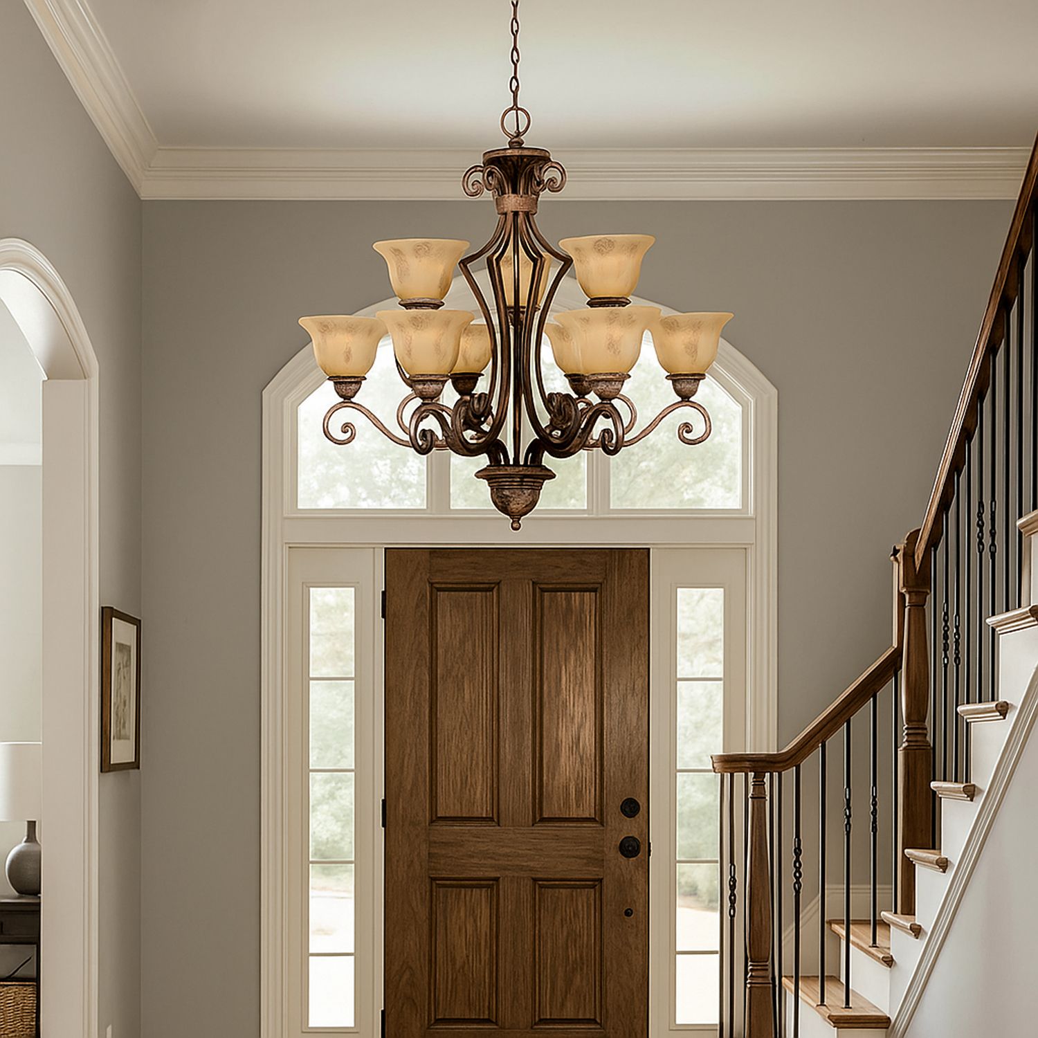 Image 3 Maxim Symphony 32" Wide Two-Tier 9-Light Scroll Bronze Chandelier more views