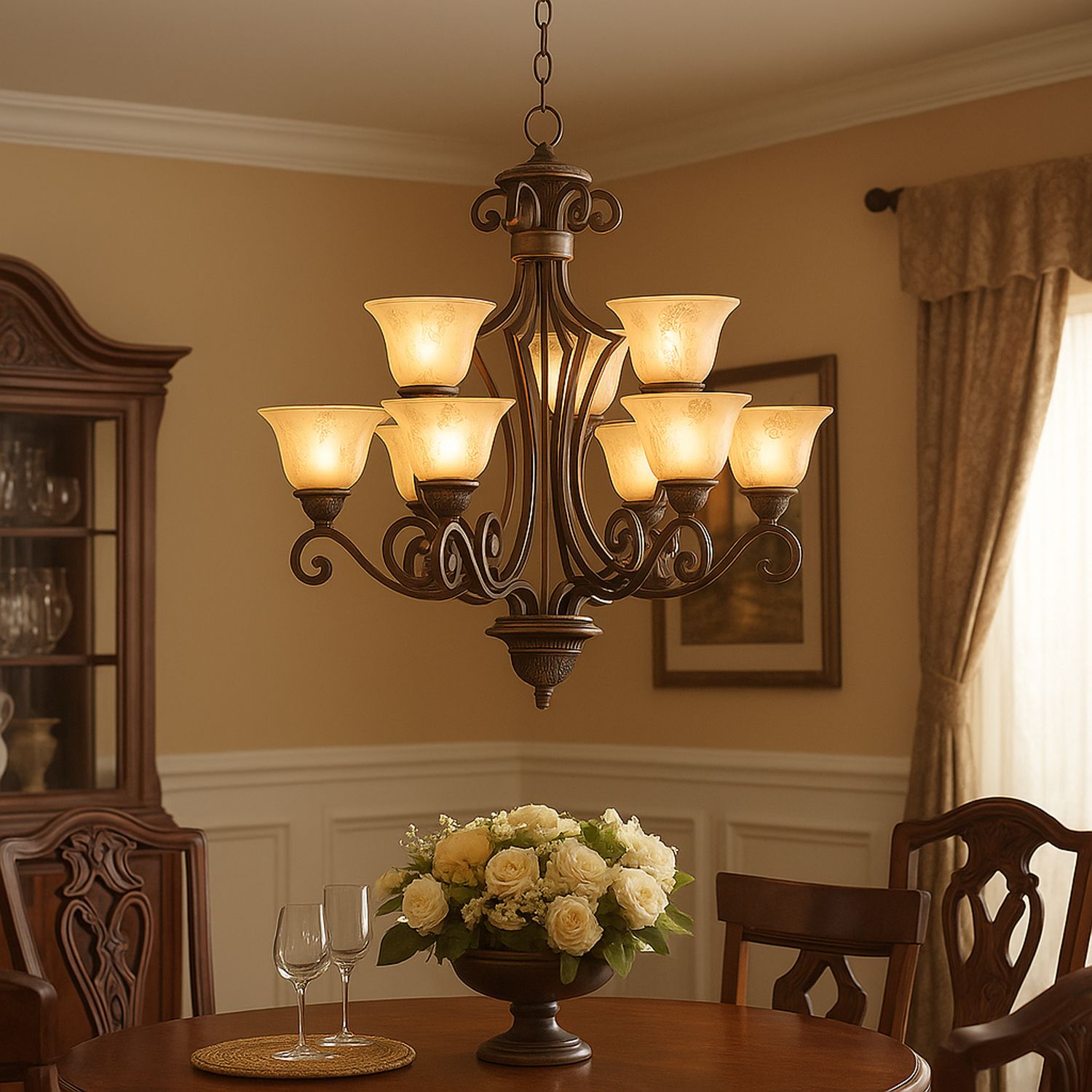Image 5 Maxim Symphony 32" Wide Two-Tier 9-Light Scroll Bronze Chandelier more views