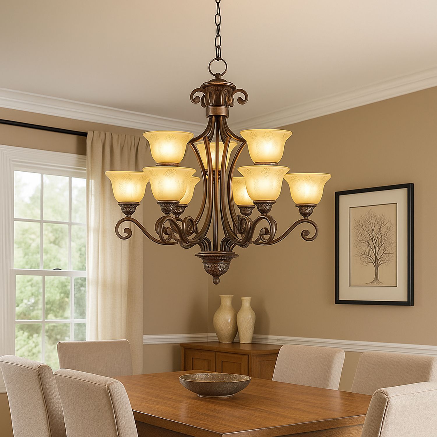 Image 7 Maxim Symphony 32" Wide Two-Tier 9-Light Scroll Bronze Chandelier more views