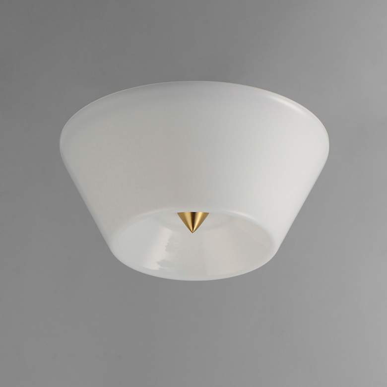 Image 2 Maxim Tack 10" Wide Natural Aged Brass LED Flush Mount more views