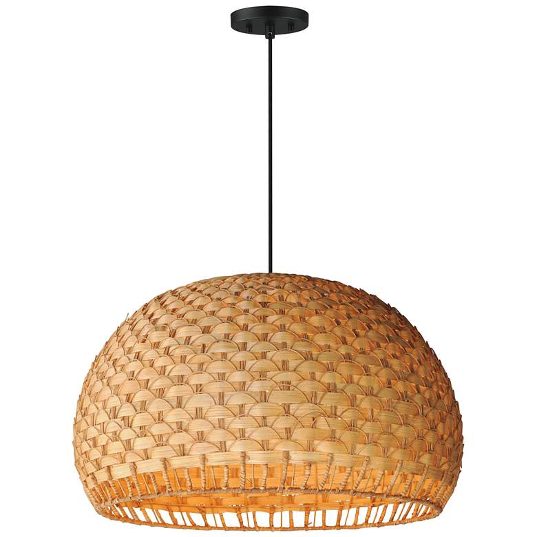 Image 2 Maxim Tahiti 30" Bamboo/Black 3-Light Pendant