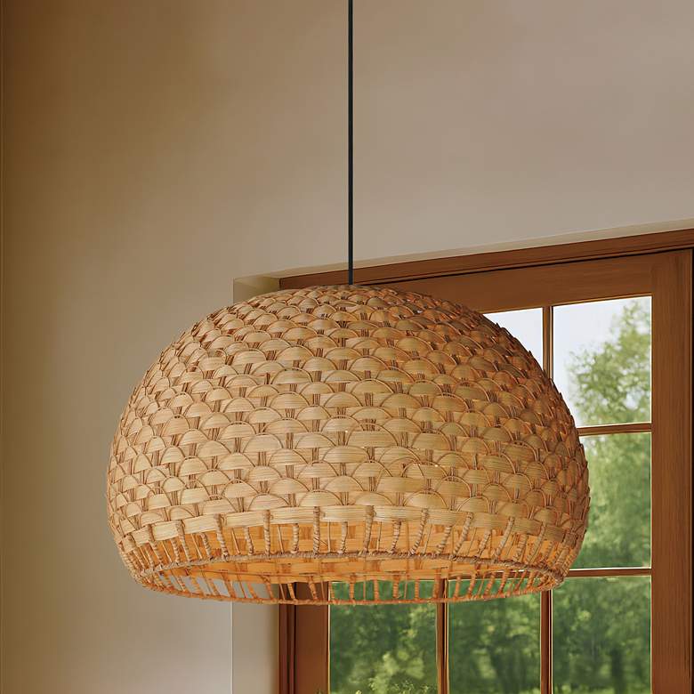 Image 1 Maxim Tahiti 30" Bamboo/Black 3-Light Pendant