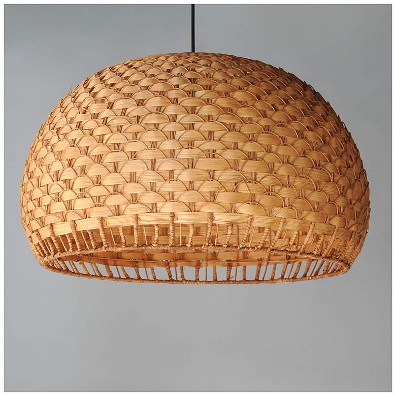 Image 3 Maxim Tahiti 30" Bamboo/Black 3-Light Pendant more views
