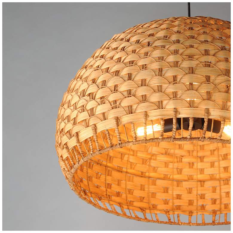 Image 6 Maxim Tahiti 30" Bamboo/Black 3-Light Pendant more views