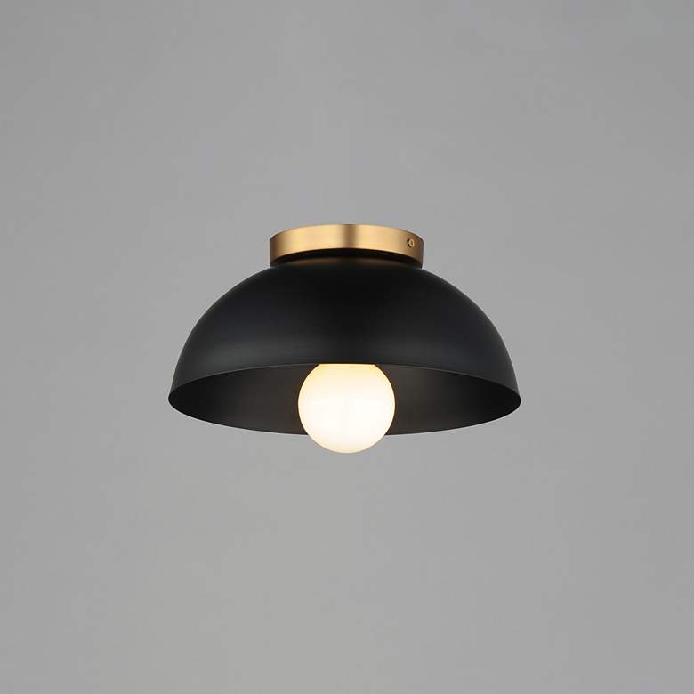 Image 2 Maxim Thelonious 12" Black/Natural Aged Brass Flush Mount more views