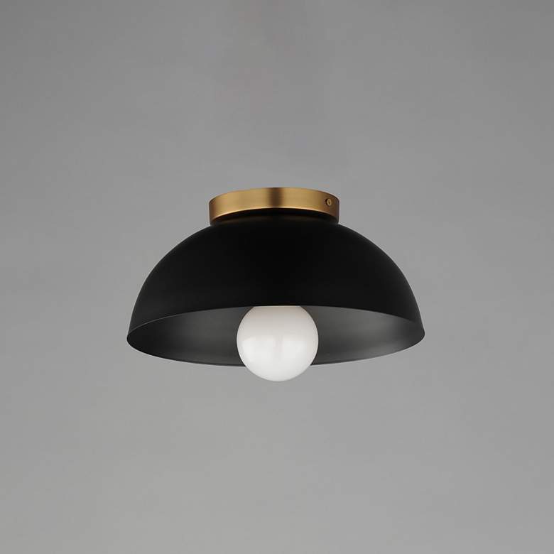 Image 3 Maxim Thelonious 12" Black/Natural Aged Brass Flush Mount more views