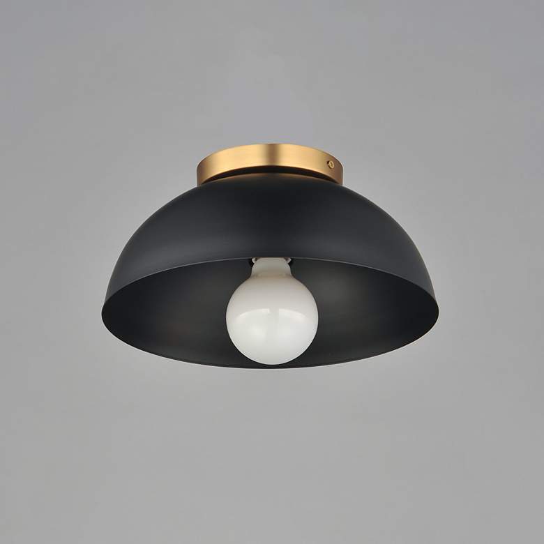 Image 4 Maxim Thelonious 12" Black/Natural Aged Brass Flush Mount more views