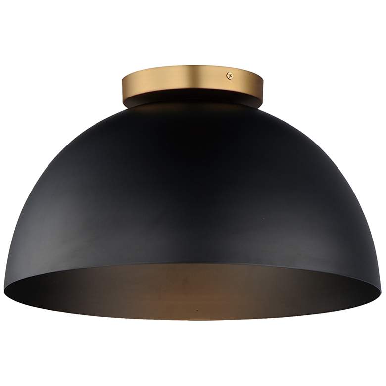 Image 1 Maxim Thelonious 16" Black/Natural Aged Brass Flush Mount