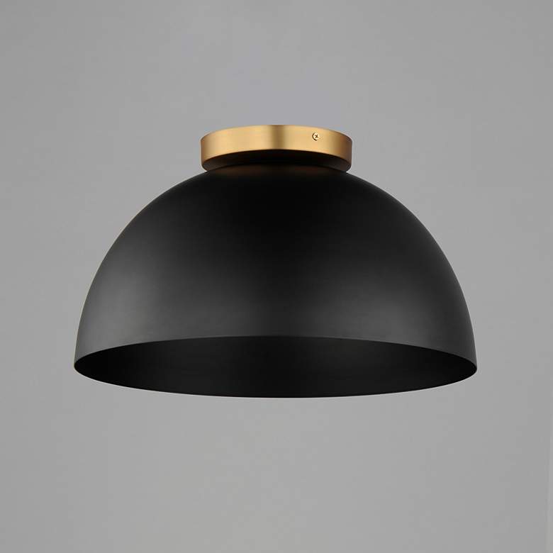 Image 2 Maxim Thelonious 16" Black/Natural Aged Brass Flush Mount more views