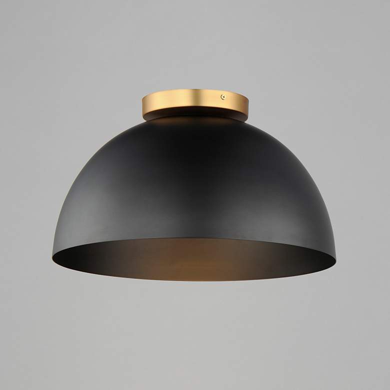 Image 3 Maxim Thelonious 16" Black/Natural Aged Brass Flush Mount more views